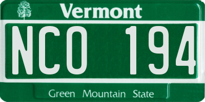 VT license plate NCO194