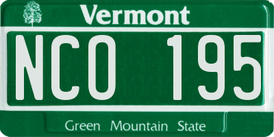 VT license plate NCO195
