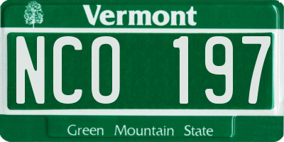 VT license plate NCO197