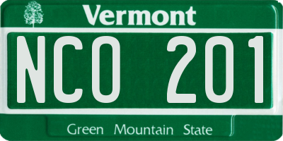VT license plate NCO201