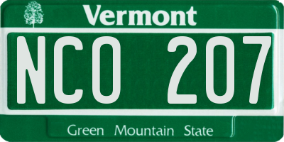 VT license plate NCO207