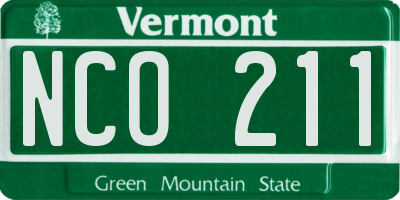 VT license plate NCO211