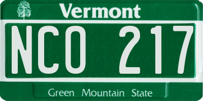 VT license plate NCO217