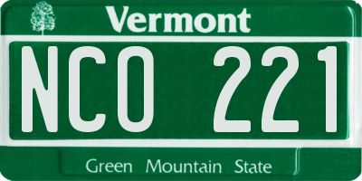 VT license plate NCO221