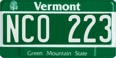 VT license plate NCO223