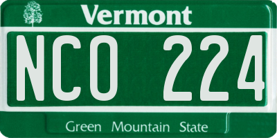 VT license plate NCO224