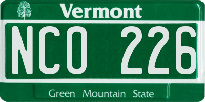 VT license plate NCO226