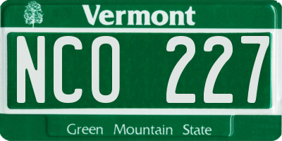VT license plate NCO227