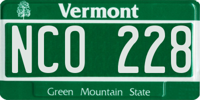 VT license plate NCO228