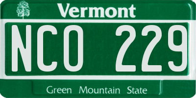 VT license plate NCO229