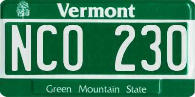 VT license plate NCO230