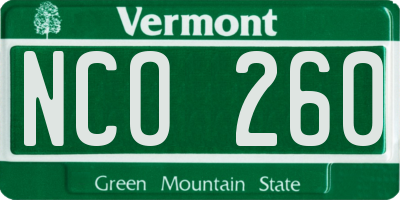 VT license plate NCO260