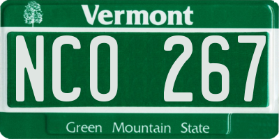 VT license plate NCO267