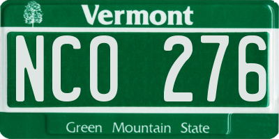 VT license plate NCO276