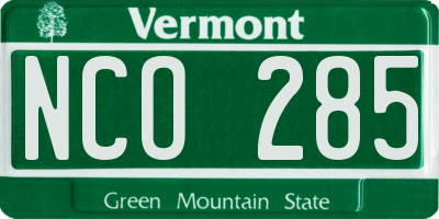 VT license plate NCO285
