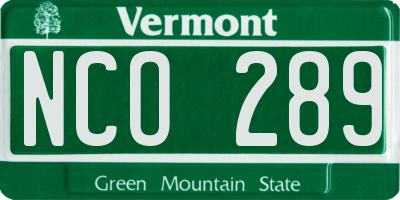 VT license plate NCO289