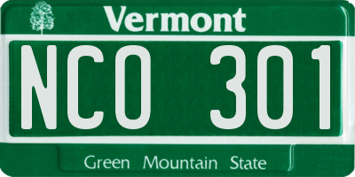 VT license plate NCO301