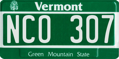 VT license plate NCO307