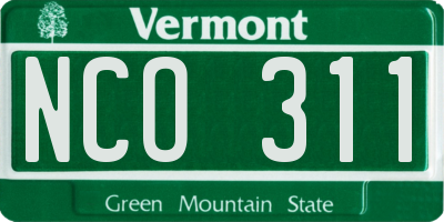 VT license plate NCO311