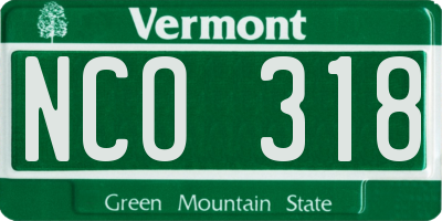 VT license plate NCO318