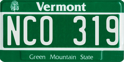 VT license plate NCO319