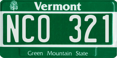 VT license plate NCO321