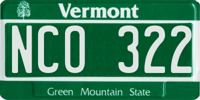 VT license plate NCO322