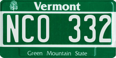 VT license plate NCO332