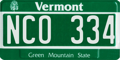 VT license plate NCO334