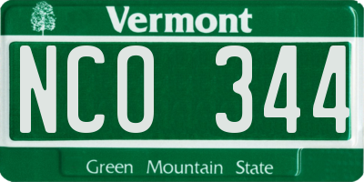 VT license plate NCO344