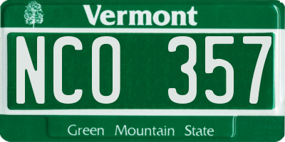 VT license plate NCO357