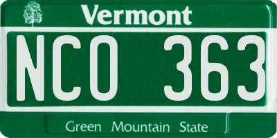 VT license plate NCO363