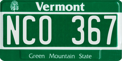 VT license plate NCO367