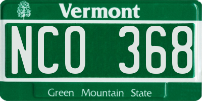 VT license plate NCO368