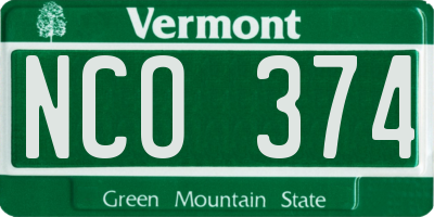 VT license plate NCO374