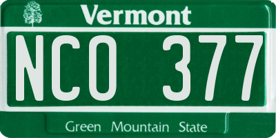 VT license plate NCO377