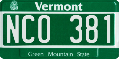 VT license plate NCO381