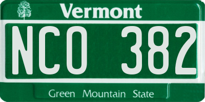 VT license plate NCO382