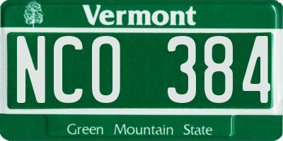 VT license plate NCO384