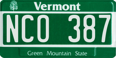 VT license plate NCO387