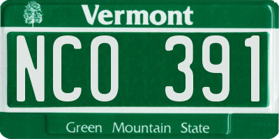 VT license plate NCO391