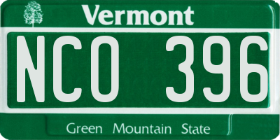 VT license plate NCO396