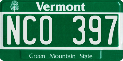VT license plate NCO397