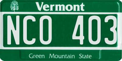 VT license plate NCO403