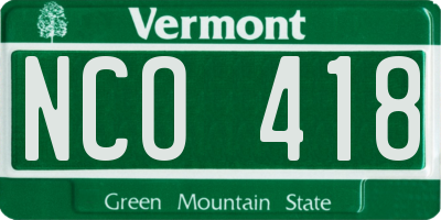 VT license plate NCO418