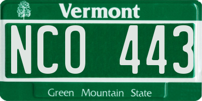 VT license plate NCO443