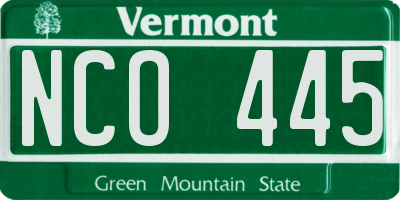 VT license plate NCO445