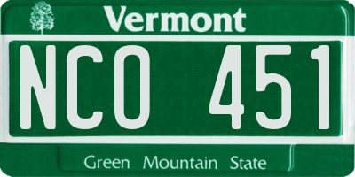 VT license plate NCO451