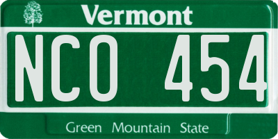 VT license plate NCO454