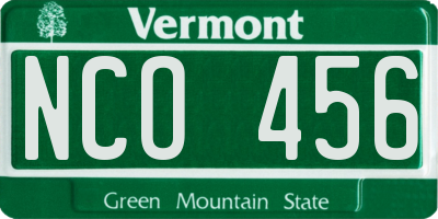 VT license plate NCO456
